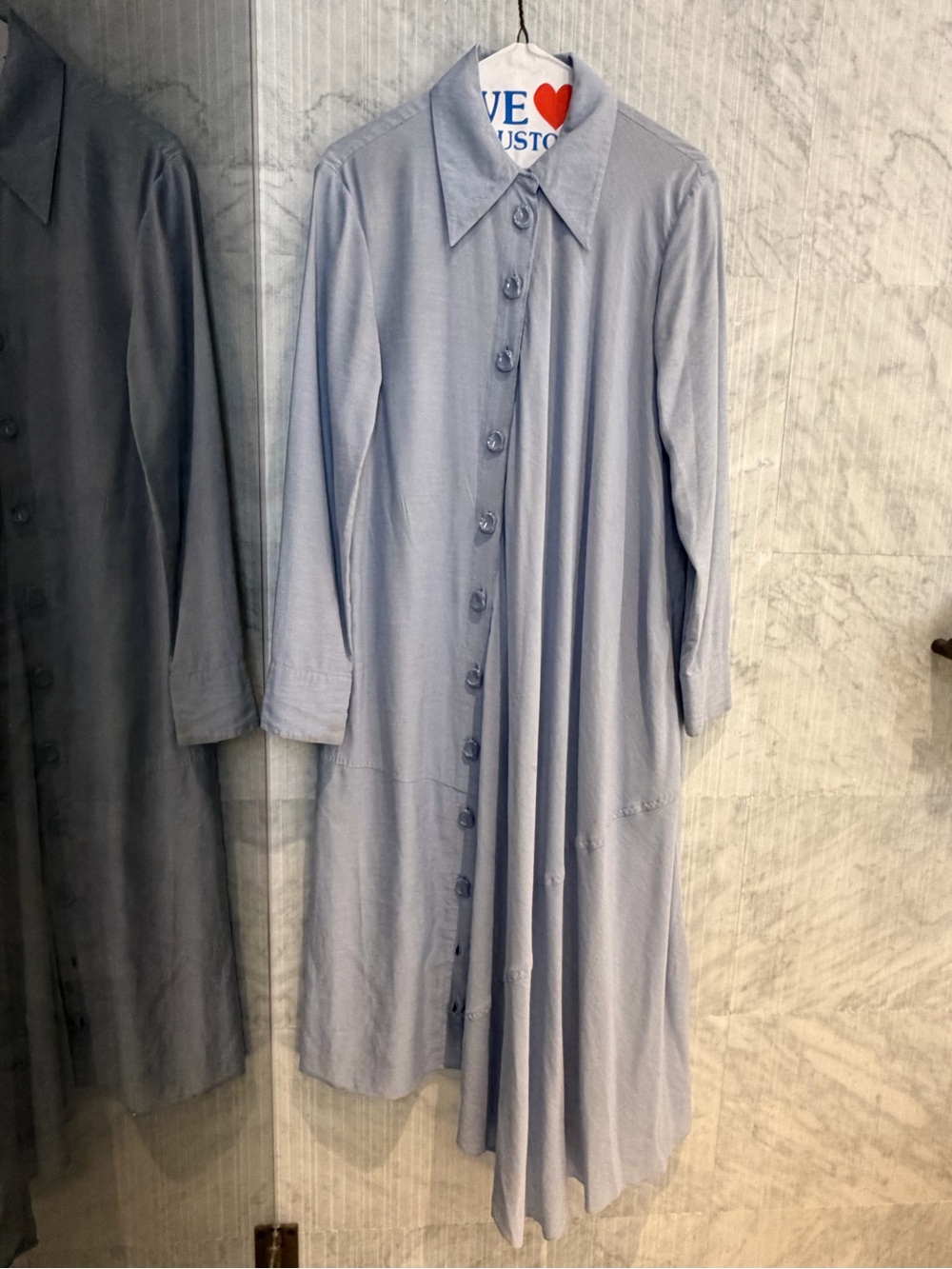 Tibi Light Blue Asymmetrical Button-Front Dress